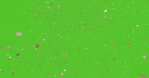 Seamless Loop of Fine Gold Square Confetti Floating and Falling on Green Sc.. Stock Footage 325219779