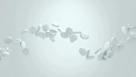Seamless loop of floating white pills in controlled motion, related to phar.. Stock Footage 303891197