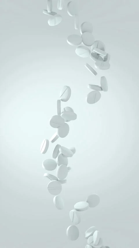 Seamless loop of floating white pills in controlled motion, related to phar.. Stock Footage 303891233