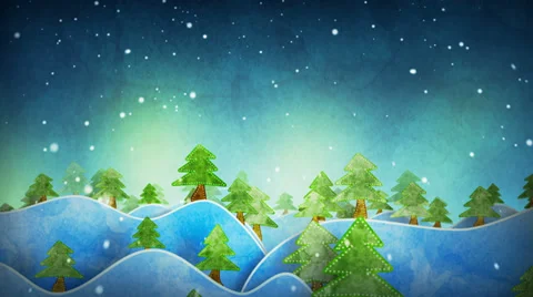 Seamless loop flying above cardboard wintry forest Stock Footage 27484675