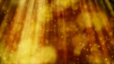 Seamless loop flying golden particles and blurs in light beams Stock Footage 8836747