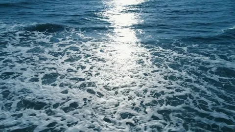 Seamless Loop Flying Over Ocean Waves Surface Stock Footage 314805456