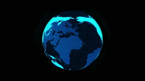 Seamless loop footage of digital earth whole round 3D orbital rotation Stock Footage 173589633