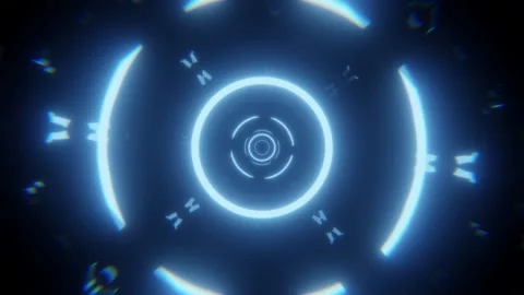 Seamless loop futuristic background with glowing tunnel Stock Footage 306438336