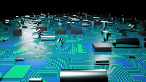 Seamless loop futuristic High-Tech Concept Visualization: Motherboard CPU Stock Footage 257221902