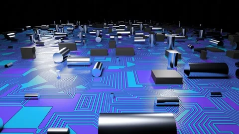 Seamless loop futuristic High-Tech Concept Visualization: Motherboard CPU Stock Footage 257450080