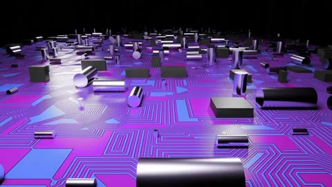 Seamless loop futuristic High-Tech Concept Visualization: Motherboard CPU Stock Footage 260922393