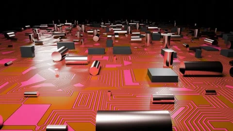 Seamless loop futuristic High-Tech Concept Visualization: Motherboard CPU Stock Footage 264768416