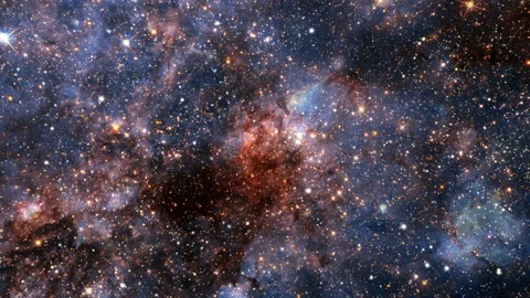 Seamless loop galaxy exploration through glowing milky way galaxy Stock Footage