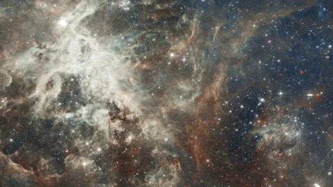 Seamless loop galaxy exploration through outer space towards glowing Stock Footage 218071233