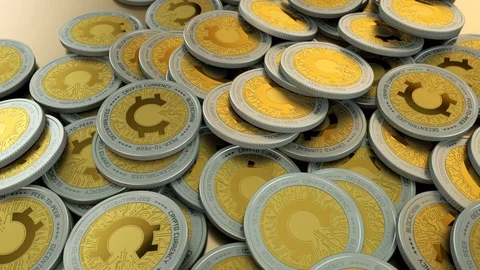Seamless loop of generic crypto currency coin pile Stock Footage 89804085