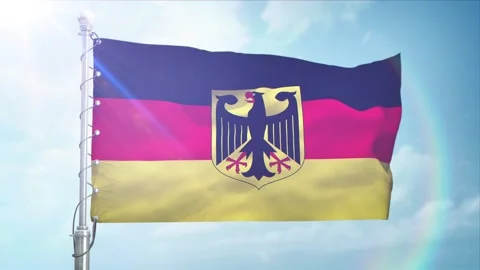 Seamless Loop Of Germany Flag Side view In sunset blue sky Stock Footage 296934827