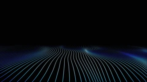 Seamless loop glow curvy lines motion pattern on black bacground Stock Footage 229764335