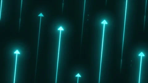 Seamless loop. Glowing up arrows. Abstract 4k loopable motion graphics. Stock Footage 302076859