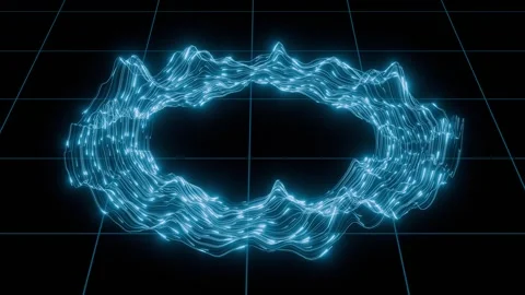 Seamless Loop Glowing Blue Light Trails Forming Futuristic Ring Animation. 4K Stock Footage 317880377