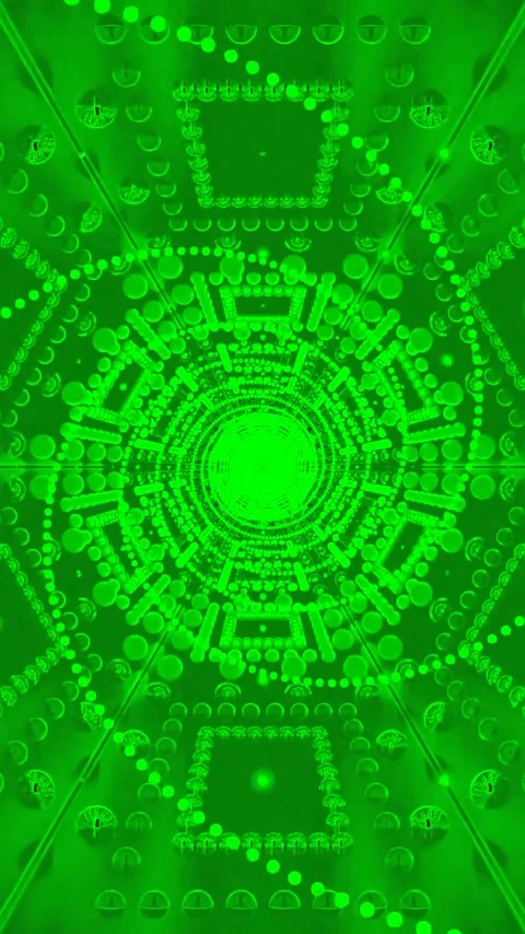 Seamless loop of glowing green tunnel pattern for digital display and scree.. Video stock 321564763