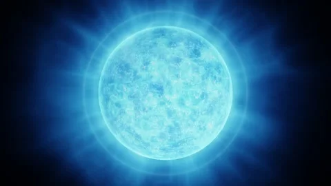 Seamless loop of a glowing magnetic blue giant star pulsating in deep space Stock-Footage 347011756