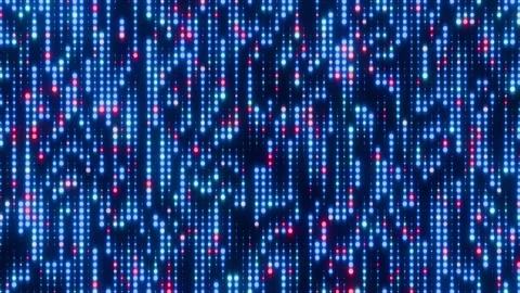 Seamless loop of glowing neon dots forming a wave or visual musical pattern Stock Footage 347885363