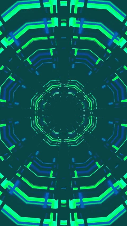 Seamless loop of glowing tunnel visuals in vibrant blue and green colors cr.. Stock Footage 321571183