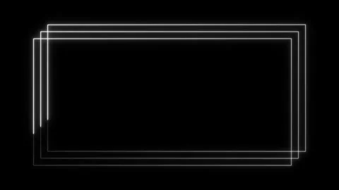 Seamless loop of glowing white rectangular frames on black background 動画素材 338004006