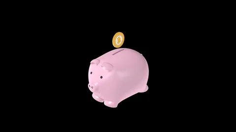 Seamless loop of Golden Bitcoin coins fall into a piggy bank. Savings Concept. Stock Footage 73095941