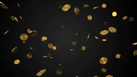 Seamless loop of golden dollar coins with alpha. 3d render Stock Footage 102161258