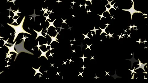 Seamless Loop of Golden Four-Point Star Sparkles Rising on a Black Background Stock Footage 322796373