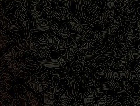 Seamless loop golden topographic lines moving on dark black background Stock Footage 348270695