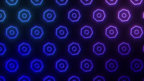 Seamless loop. Gradient geometric techno glowing neon Stock Footage 302076561