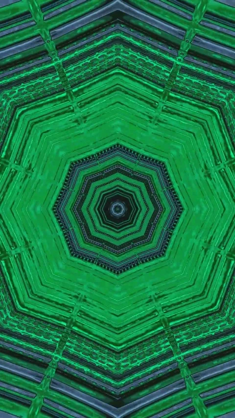 Seamless loop of a green geometric tunnel design for visual stimulation and.. Stock Footage 321271992