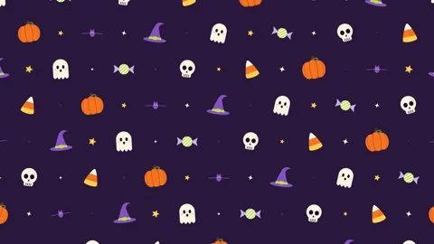 Seamless loop Halloween pattern with cute pumpkins Stock-Footage 347895722