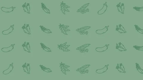 Seamless Loop of Hand-Drawn Vegetable Icons on Green Background chroma key .. Stock Footage 328566117