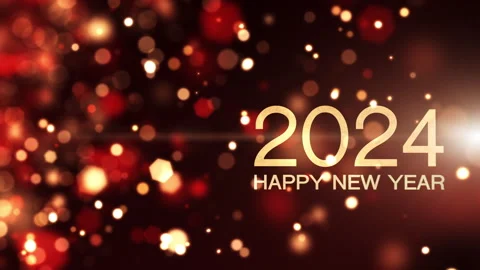 Seamless loop Happy New Year 2023, Red Gold particles fly. Stock Footage 249432737