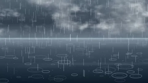 Seamless Loop of Heavy Rain Falling on Dark Water Surface Stock Footage 340195230