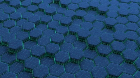Seamless Loop of Hexagonal Motion in a Polygonal Grid Stock Footage 306584151