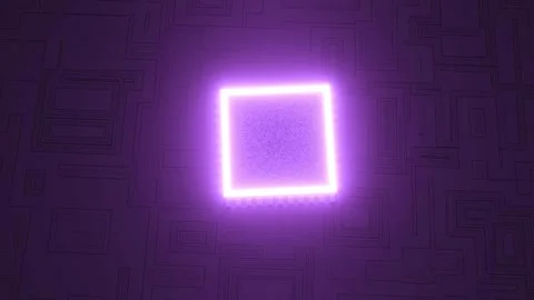 Seamless loop High Tech CPU Processing Data 3D animation. Signals from the chip Stock Footage 245200247