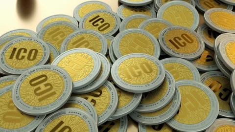 Seamless loop of ICO crypto coin pile Stock Footage 89803904