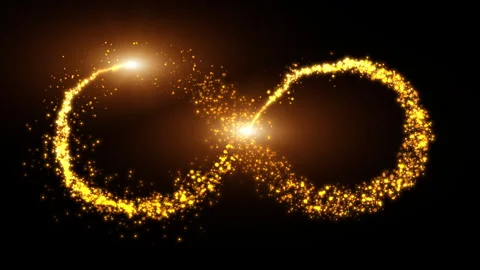Seamless loop infinity symbol gold particle with glow light effect on black. Stock Footage 287093919