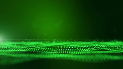 Seamless loop, loopable, green digital abstract background with wave particle Stock Footage
