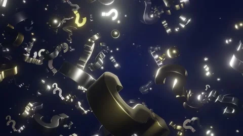 Seamless Loop Looping Silver and Gold Metallic Question Marks 4K UHD Animation  Stock Footage 166400040