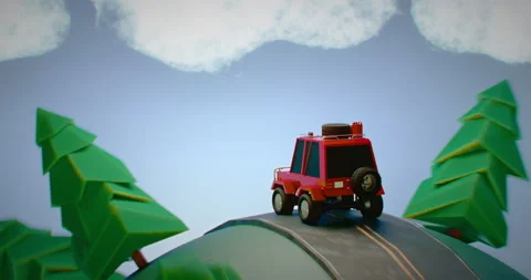 Seamless loop - low poly cartoon red SUV... | Stock Video | Pond5