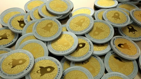 Seamless loop of Lumens Stellar crypto currency coin pile Stock Footage 88946726