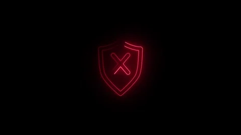 Seamless loop of luminous red shield and x mark for network security error .. Vídeos de archivo 337897167