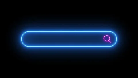 Seamless Loop Magnifying glass Searching Bar Flicker Neon Light Button Sign Symb Video stock 254883900