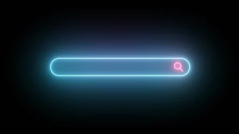 Seamless Loop Magnifying glass Searching Bar Flicker Neon Light Button Sign.. Illustrazione stock
