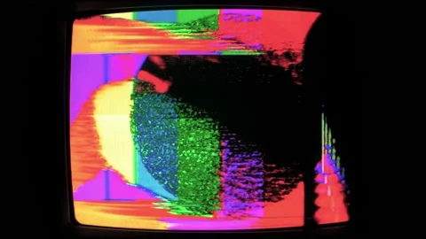 SEAMLESS LOOP: Melty Neon Analog Abstract Noise on VHS Era CRT Stock Footage