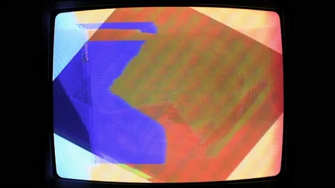 SEAMLESS LOOP: Melty Soft Analog Glitched Out Geometric Feedback on VHS Era CRT Stock Footage 152856519