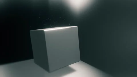Seamless loop of a minimalist 3D cube slowly rotating in a grey studio light Stock Footage 345144873