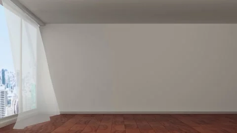 Seamless loop. Minimalist interior and modern frame with parquet. Empty room  Stock Footage 194962649