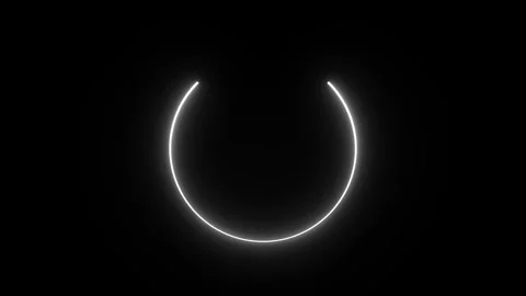 Seamless loop of a modern white neon circle frame animation on black background Stock Footage 335994953